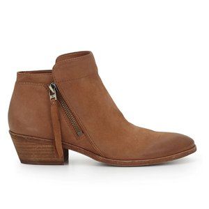 NEW Sam Edelman Women Packer Tan Tassel Full Zip Up Low Block Heel Ankle Bootie